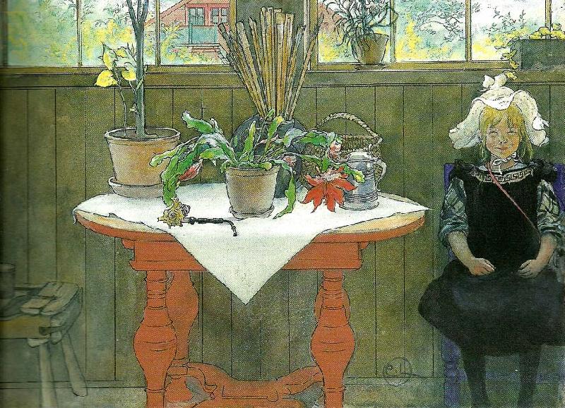 Carl Larsson kaktus-lisbeth i ateljen oil painting image